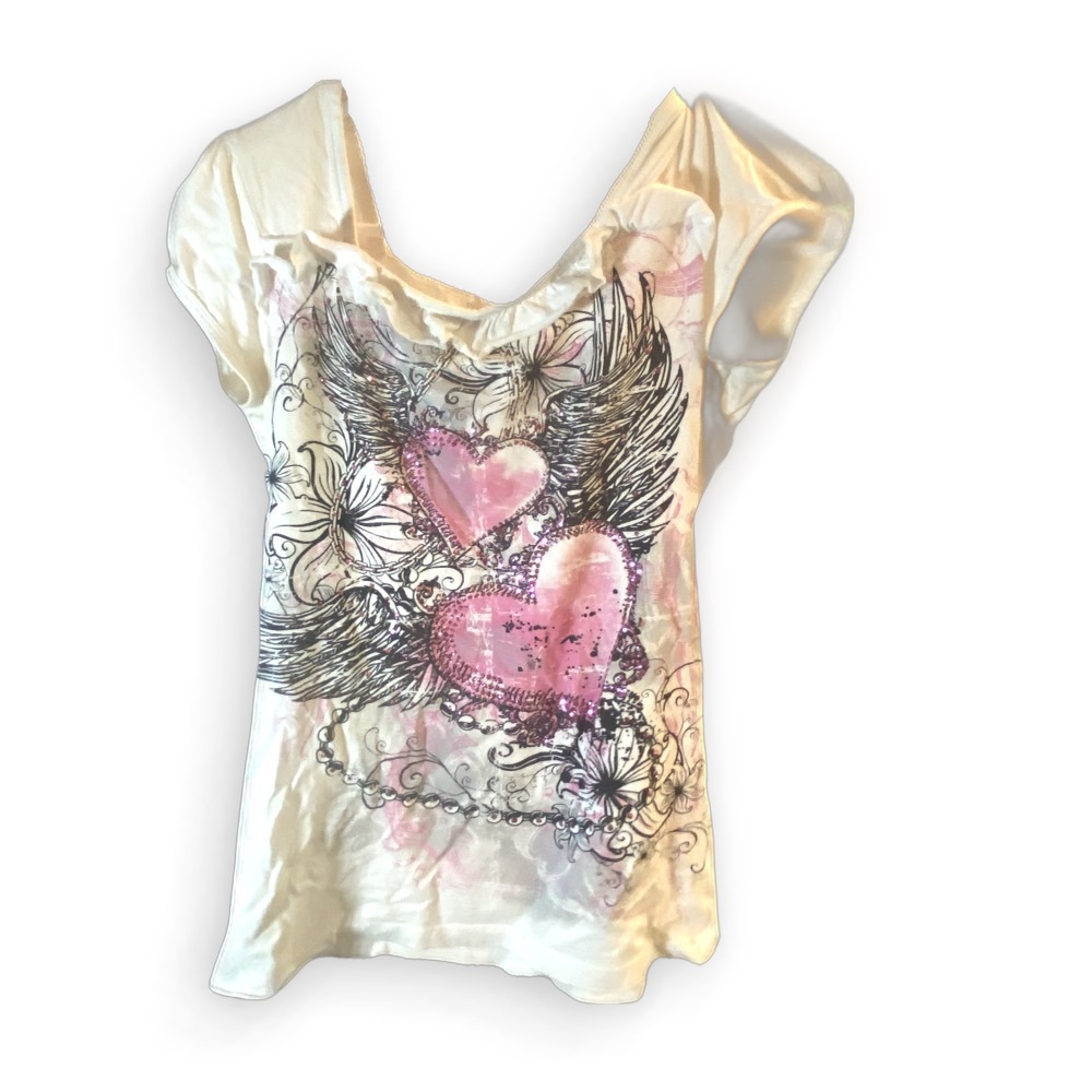 T-shirt with hearts size kids/teen sparkly hearts
